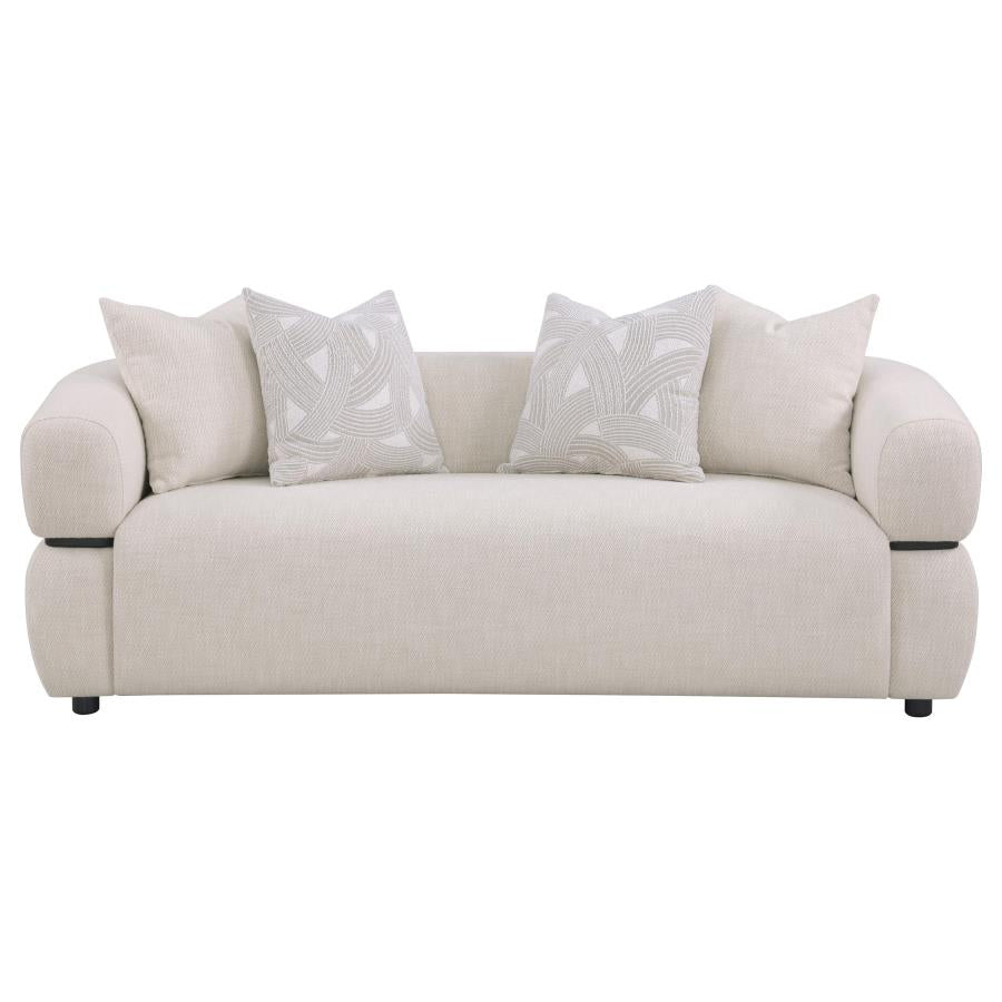 Jeanette 84-Inch Fabric Upholstered Round Arm Sofa Beige