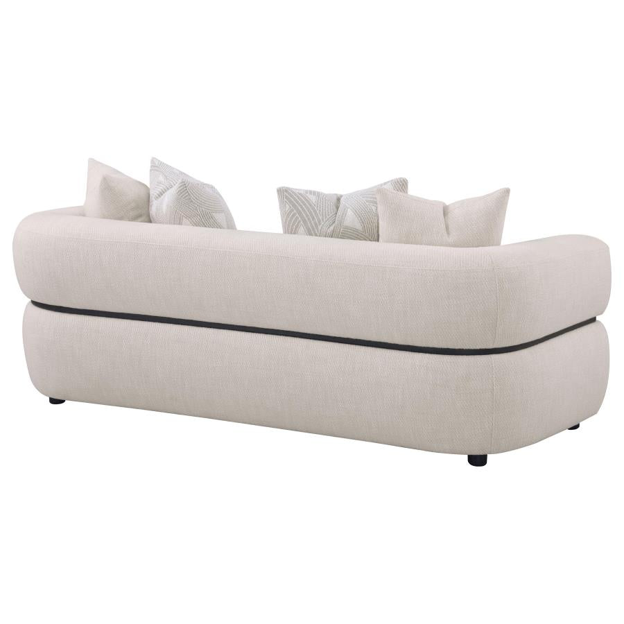 Jeanette 84-Inch Fabric Upholstered Round Arm Sofa Beige