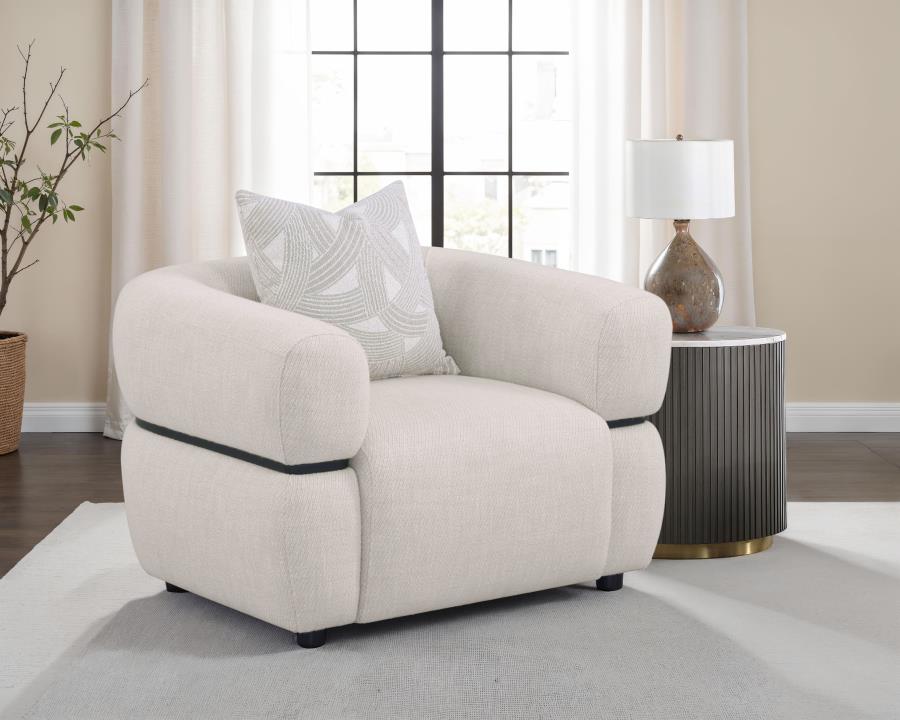 Jeanette Fabric Upholstered Round Arm Accent Chair Beige