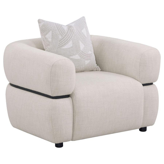 Jeanette Fabric Upholstered Round Arm Accent Chair Beige