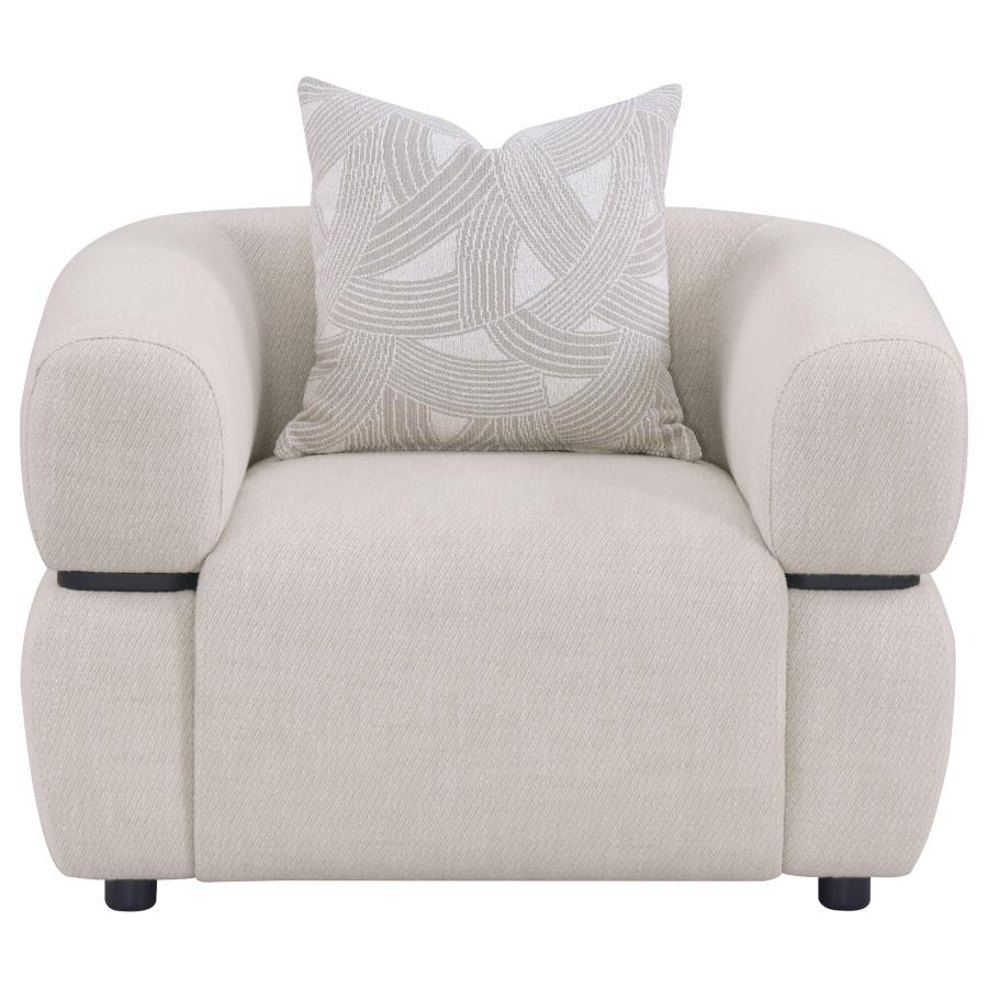 Jeanette Fabric Upholstered Round Arm Accent Chair Beige