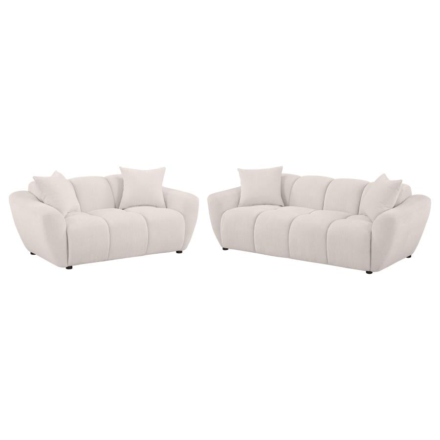 Destino 2-Piece Chenille Splayed Arm Sofa Set Greige