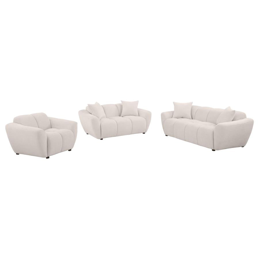 Destino 3-Piece Chenille Splayed Arm Sofa Set Greige