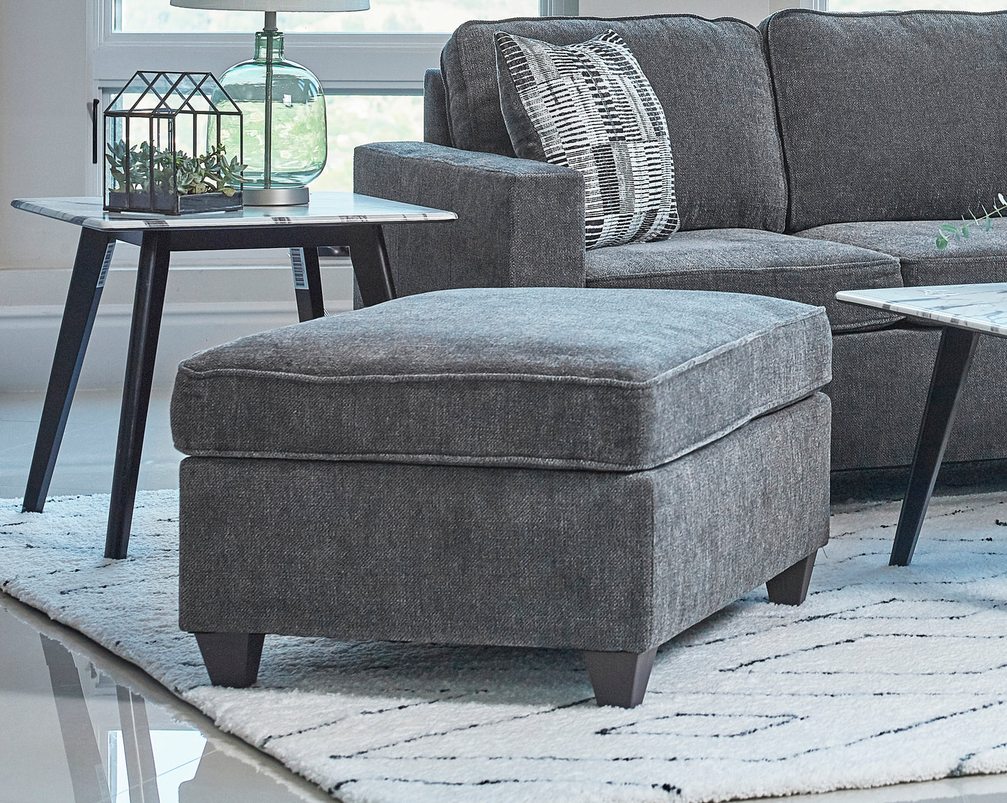 Mccord Upholstered Ottoman Dark Grey