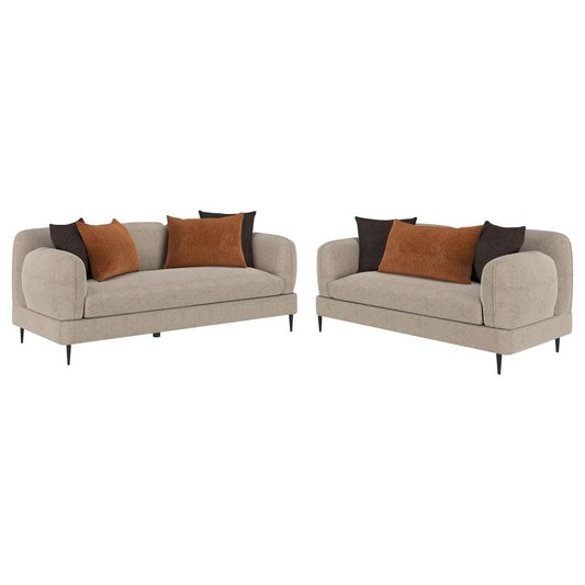 Jade 2-Piece Chenille Upholstered Sofa Set Latte