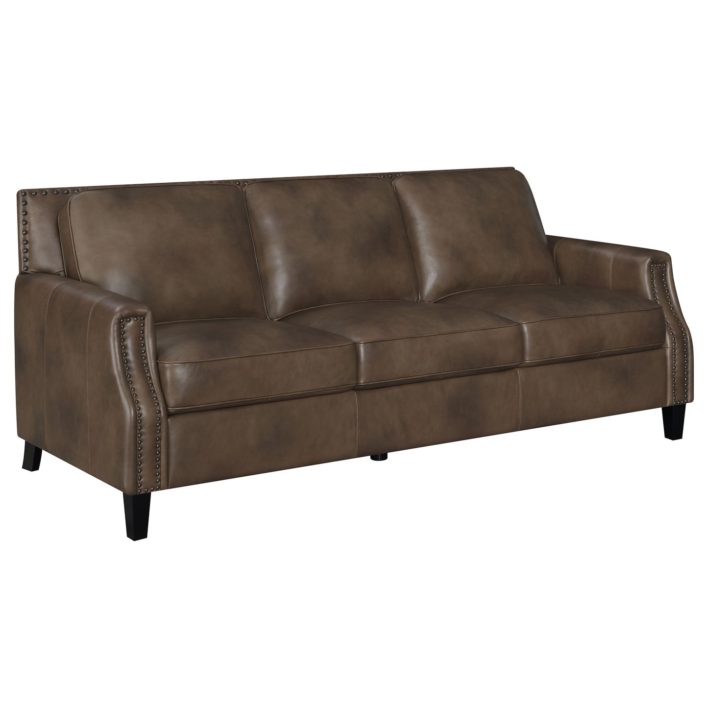 Leaton Upholstered Recessed Arms Sofa Brown Sugar