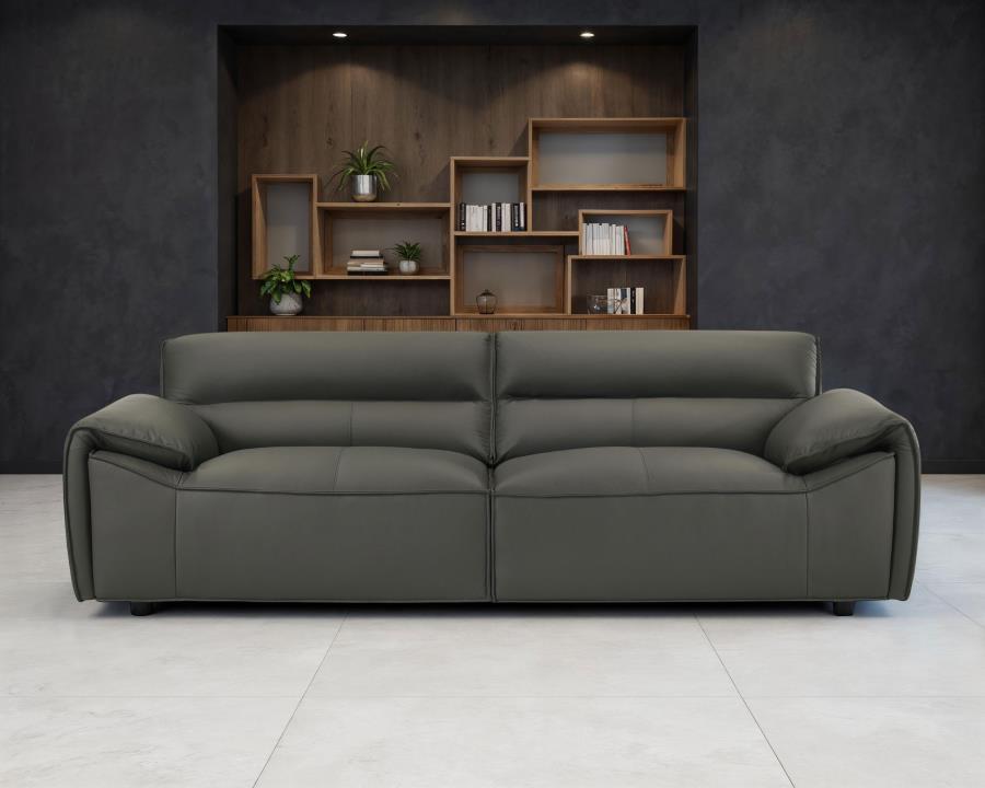 Buxton Top Grain Leather Upholstered Sofa Graphite