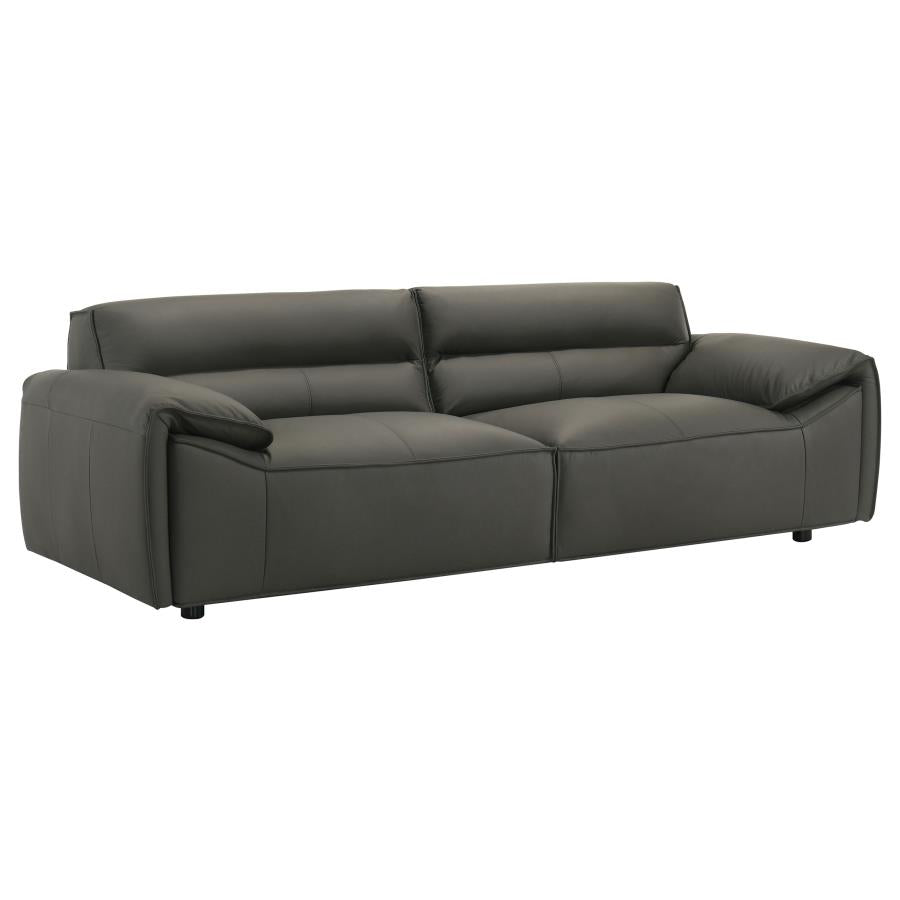 Buxton Top Grain Leather Upholstered Sofa Graphite