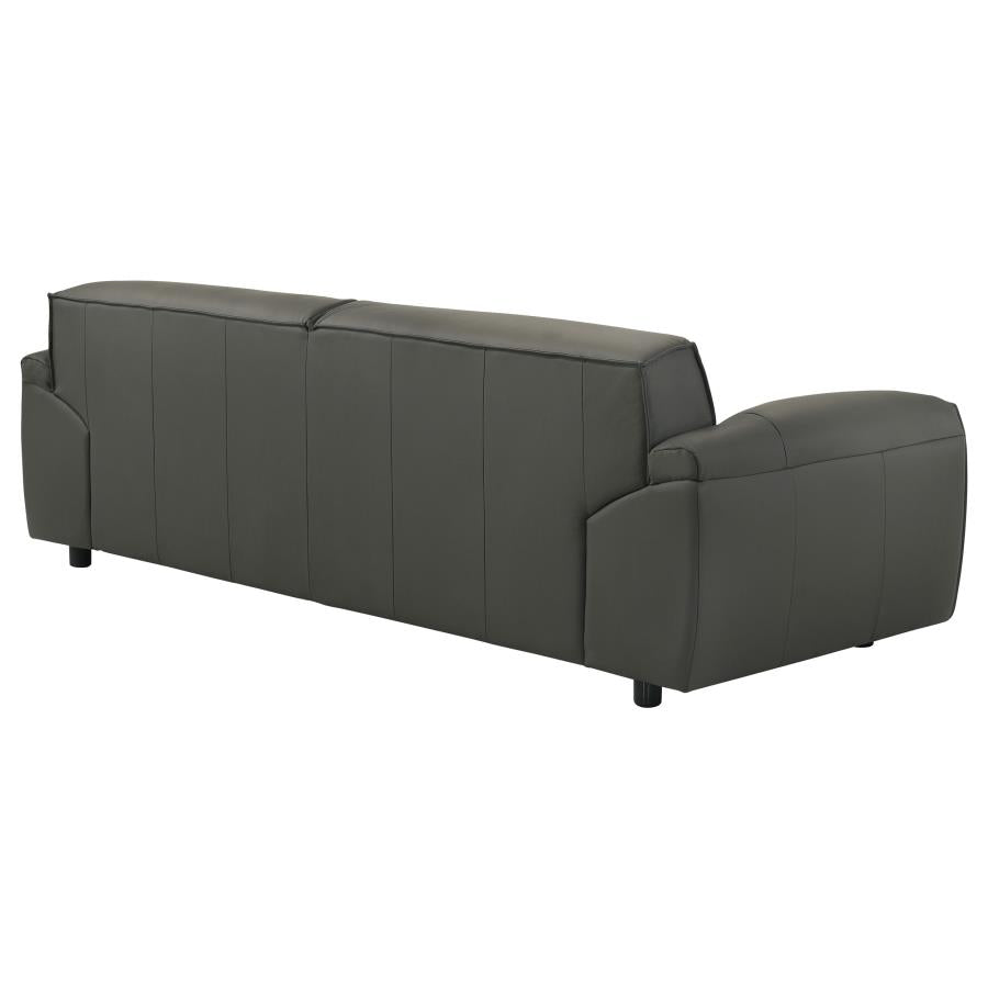 Buxton Top Grain Leather Upholstered Sofa Graphite