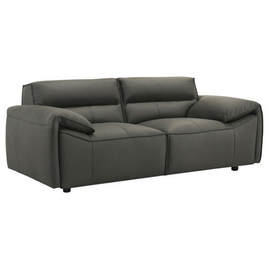 Buxton Top Grain Leather Upholstered Loveseat Graphite