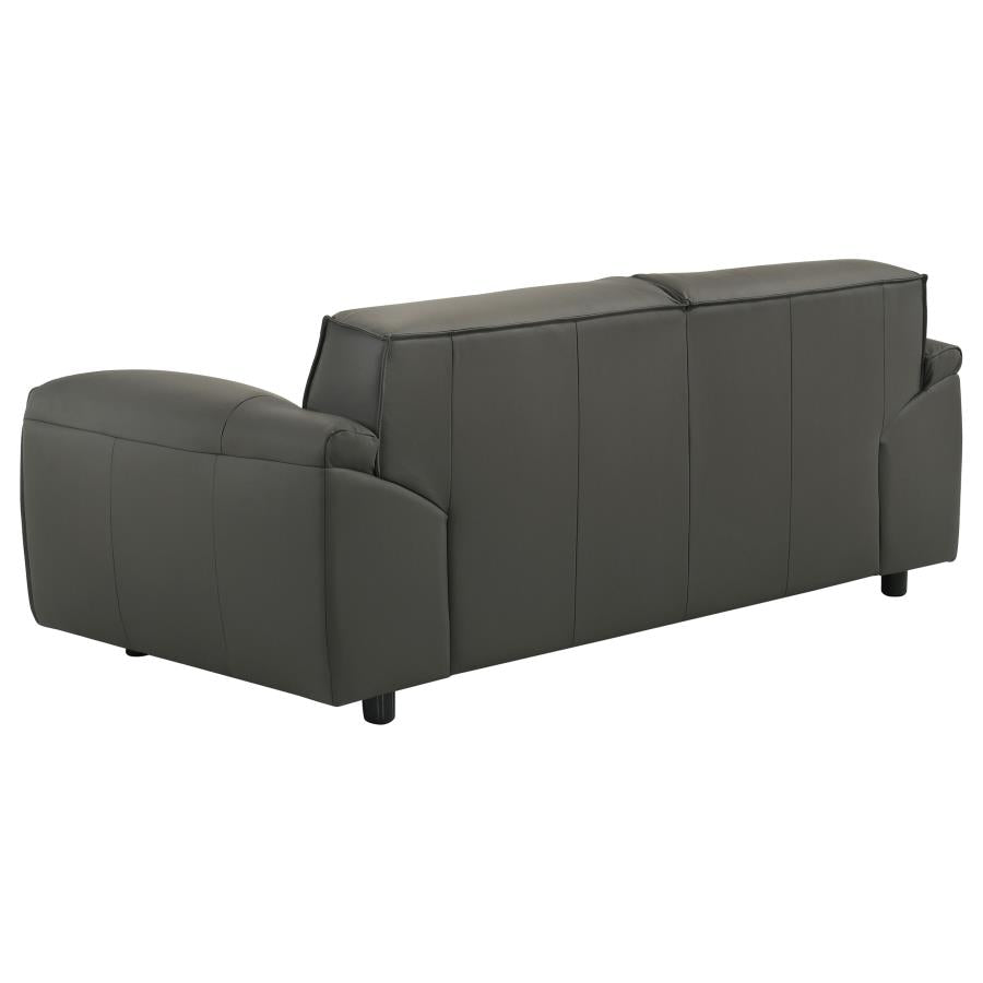 Buxton Top Grain Leather Upholstered Loveseat Graphite