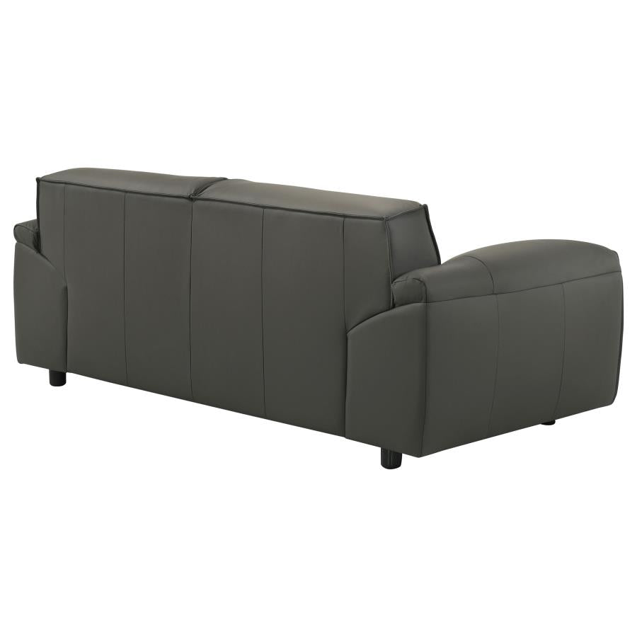 Buxton Top Grain Leather Upholstered Loveseat Graphite