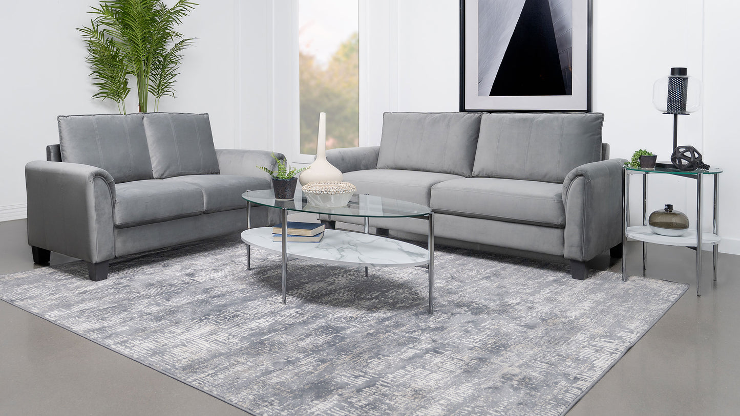 Davis  Upholstered Rolled Arm Sofa Grey