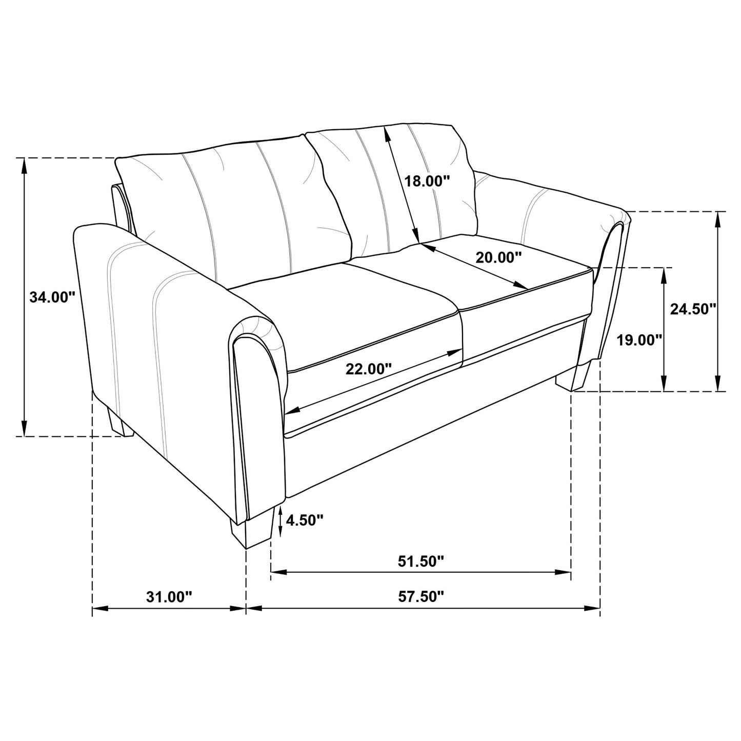 Davis  Upholstered Rolled Arm Sofa Grey