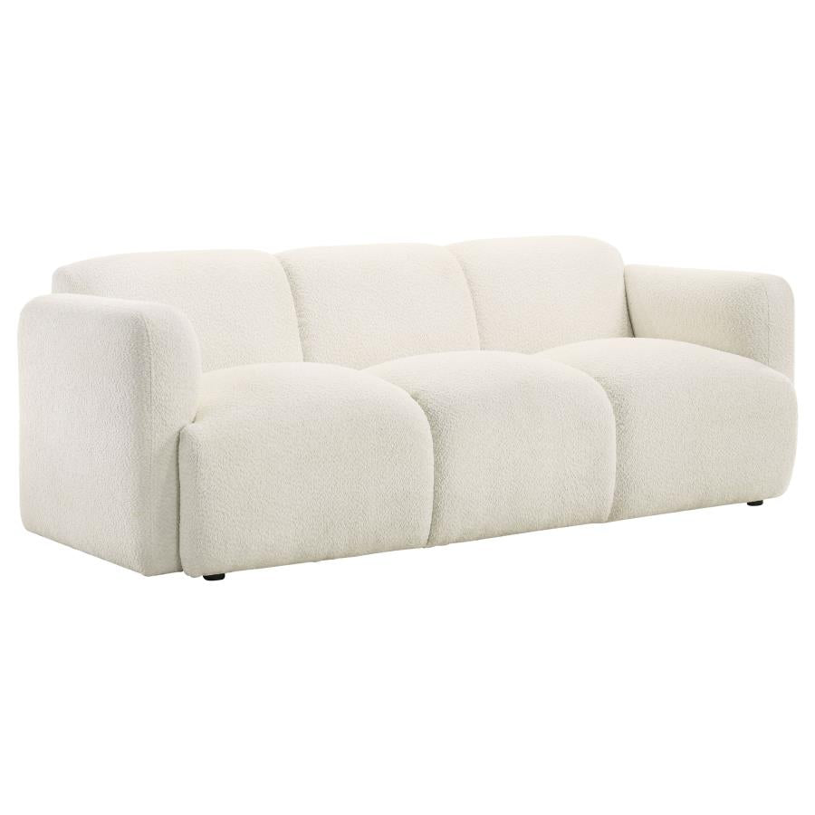 Dorset 3-Piece Upholstered Round Track Arm Sofa Set White