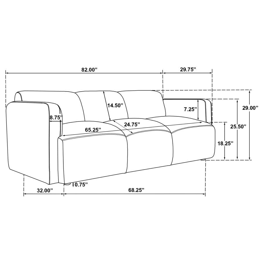 Dorset 3-Piece Upholstered Round Track Arm Sofa Set White