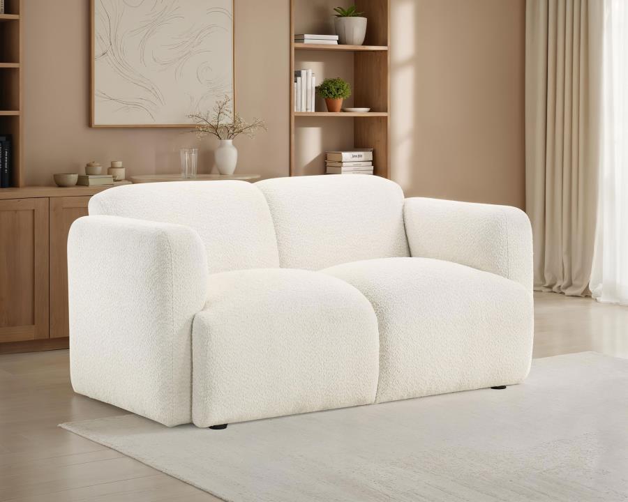 Dorset Fabric Upholstered Round Track Arm Loveseat White