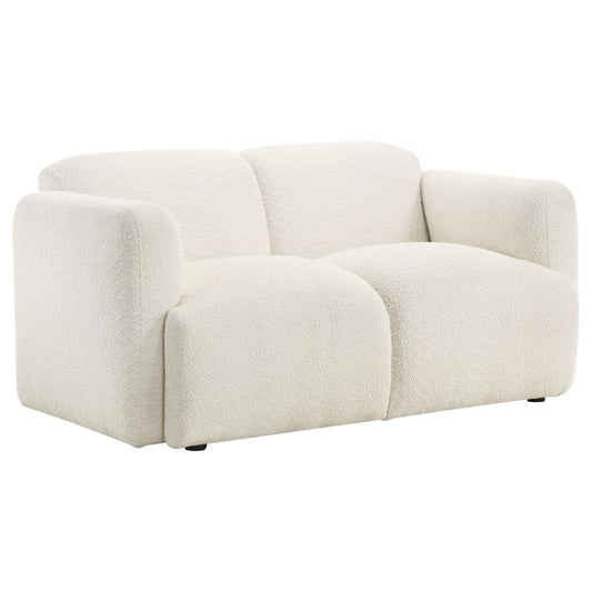 Dorset Fabric Upholstered Round Track Arm Loveseat White