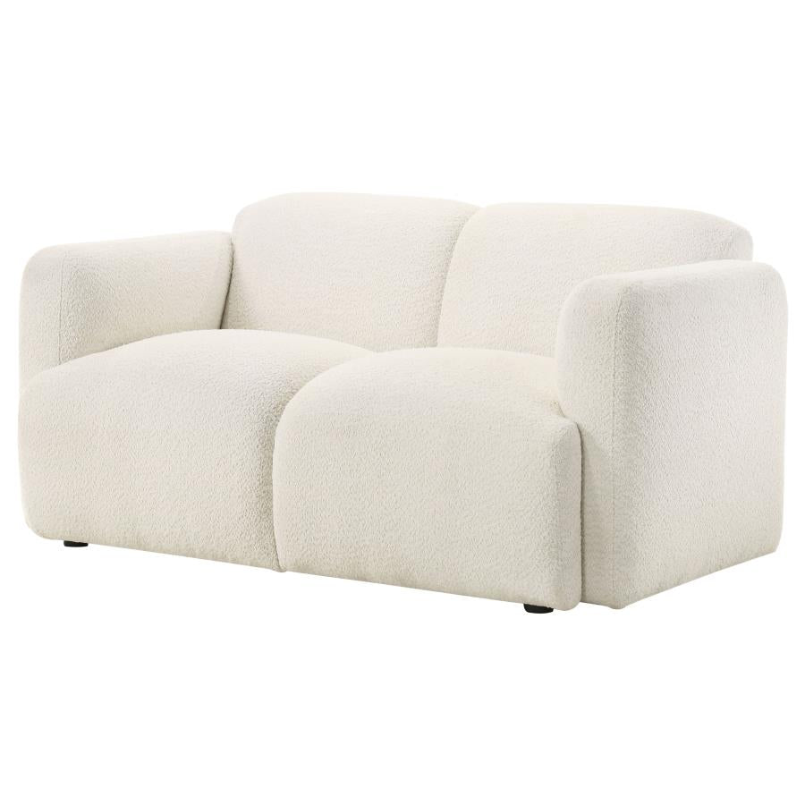 Dorset Fabric Upholstered Round Track Arm Loveseat White