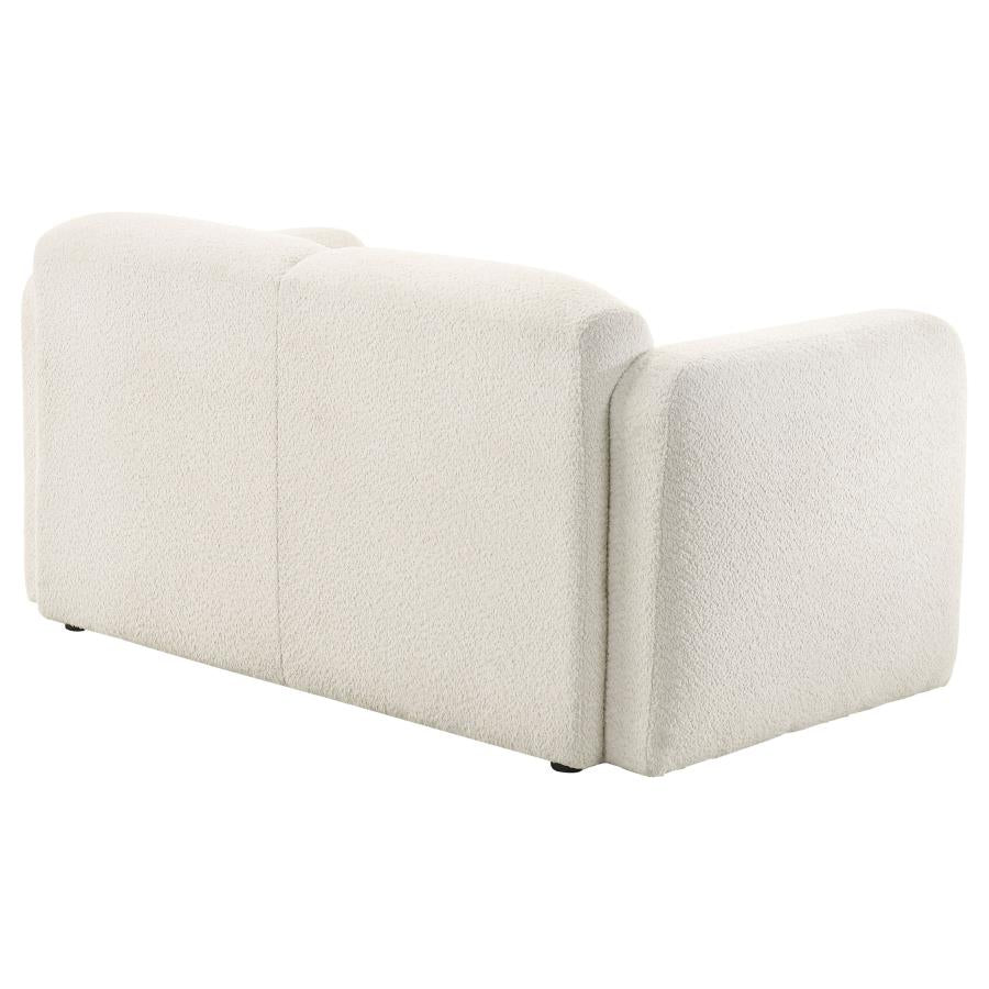 Dorset Fabric Upholstered Round Track Arm Loveseat White