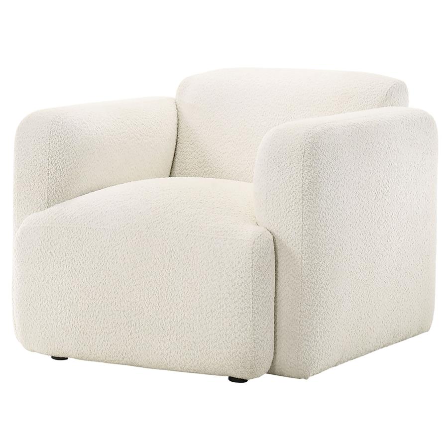 Dorset Fabric Upholstered Round Track Arm Accent Chair White