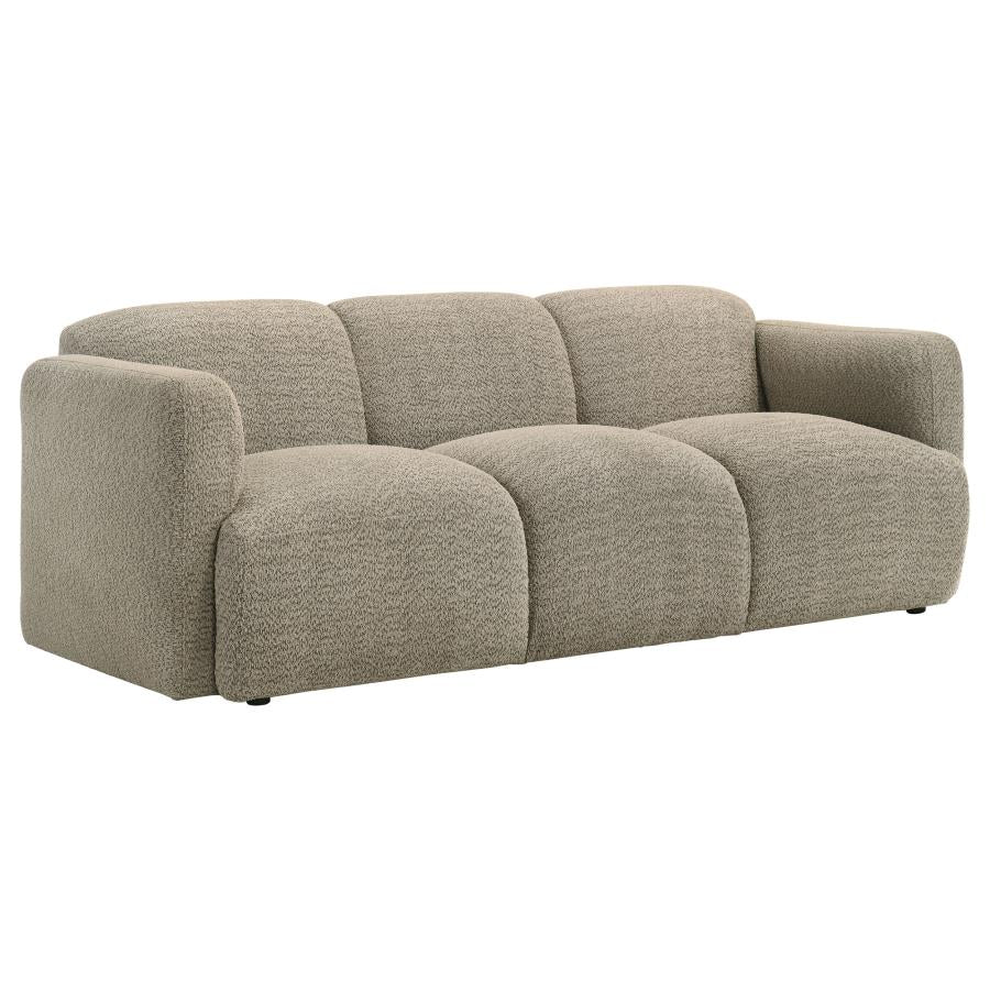 Dorset 2-Piece Upholstered Round Track Arm Sofa Set Brown