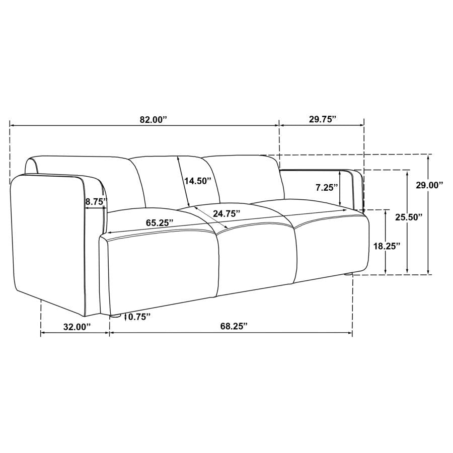 Dorset 2-Piece Upholstered Round Track Arm Sofa Set Brown