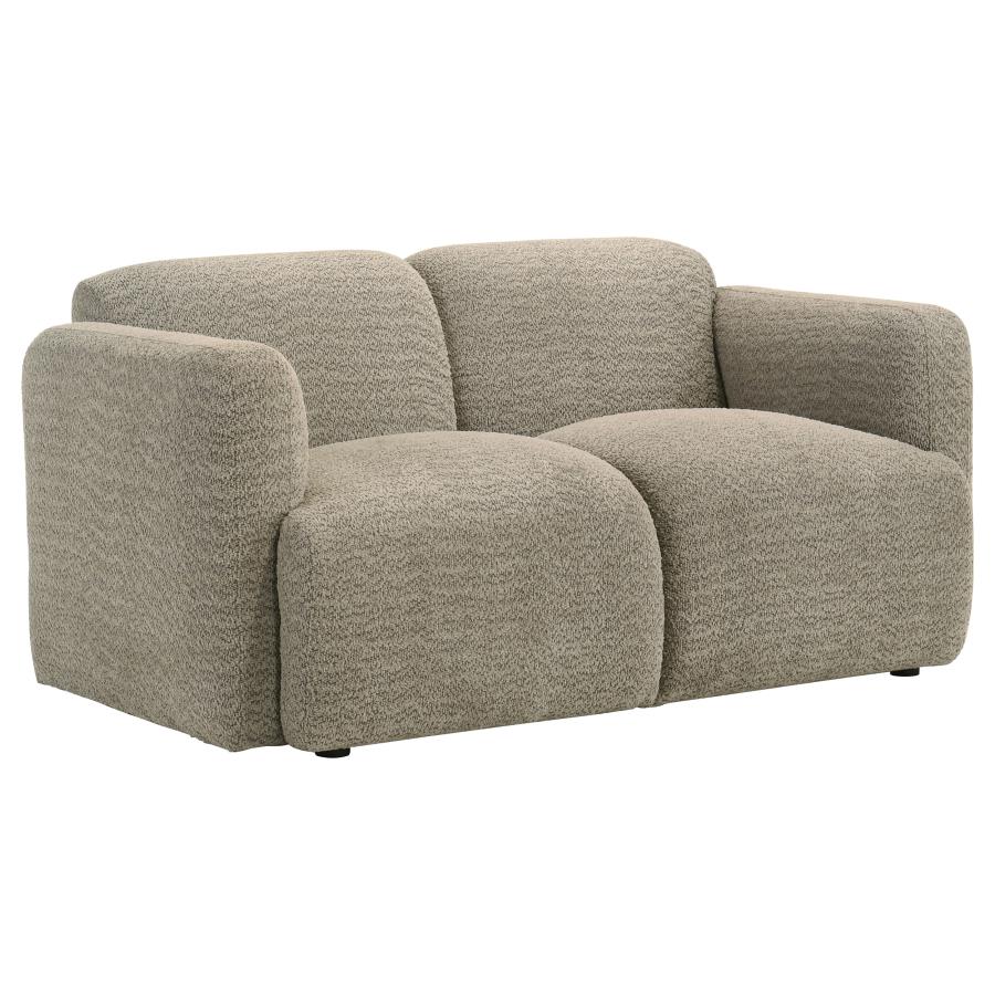 Dorset 3-Piece Upholstered Round Track Arm Sofa Set Brown