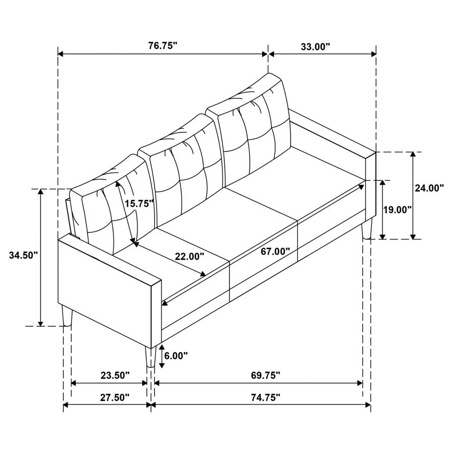 Bowen Ii Fabric Upholstered Track Arm Sofa Rust
