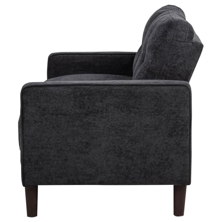 Bowen Ii Fabric Upholstered Track Arm Loveseat Steel Grey