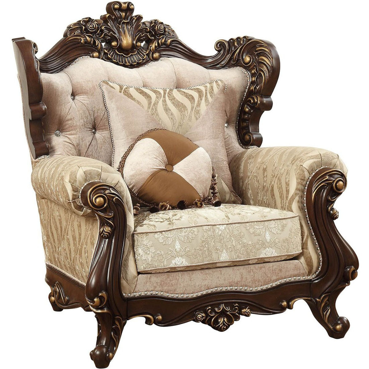 Acme Furniture Shalisa Chair with 2 Pillows in Walnut 51052 - ATL FURNITURE