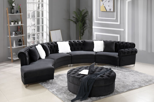 Black Velvet Sectional Group - ATL FURNITURE