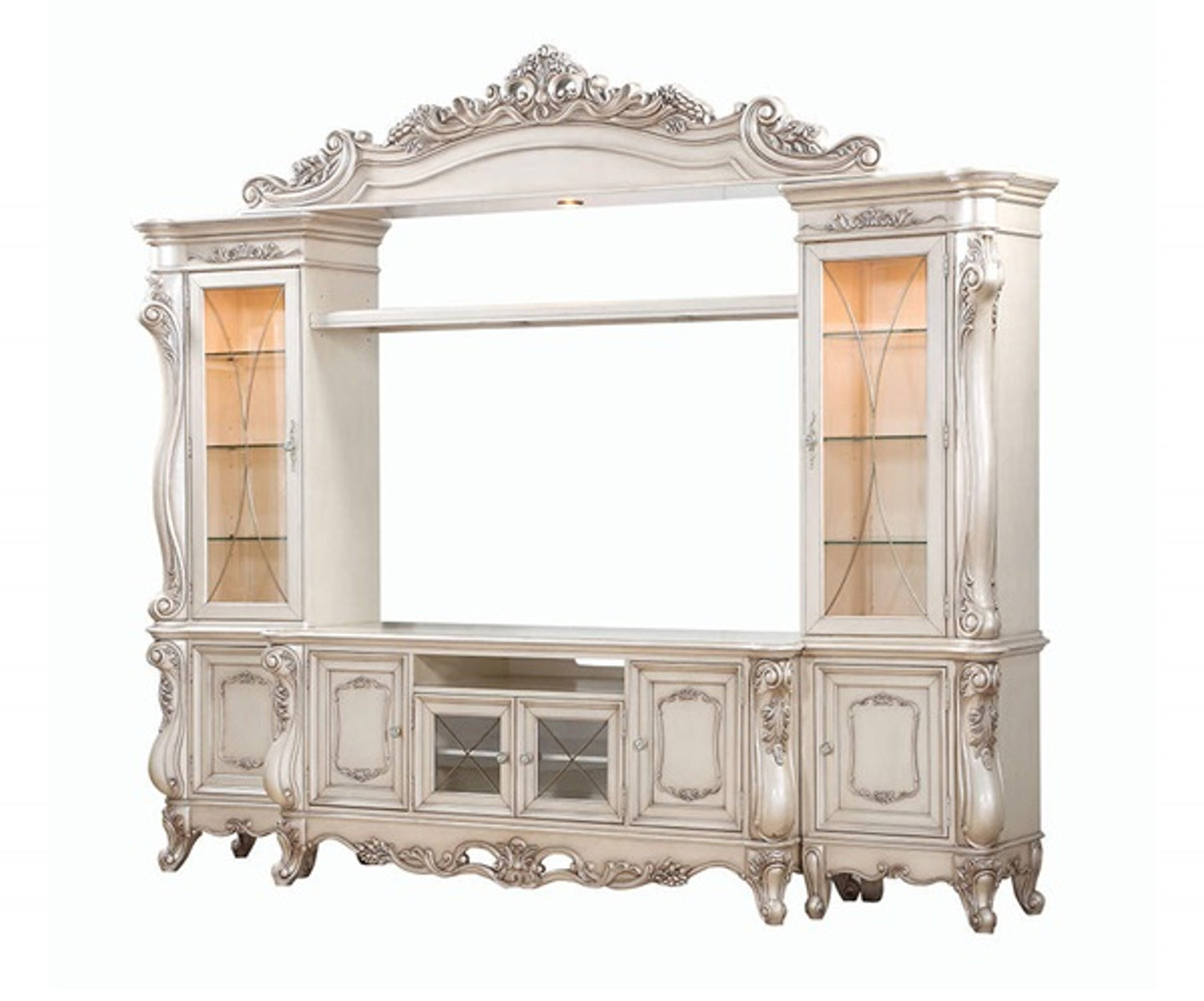 Acme Furniture Gorsedd Entertainment Center in Antique White 91440 - ATL FURNITURE