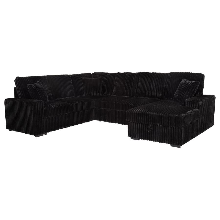 Devonshire Sleeper Sectional Sofa Storage Chaise Black