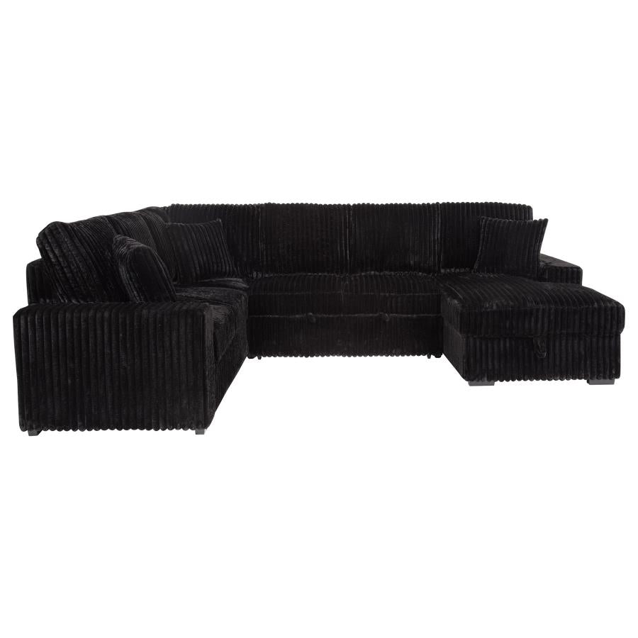 Devonshire Sleeper Sectional Sofa Storage Chaise Black