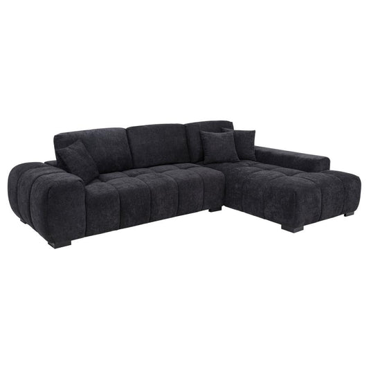 Octavia Upholstered Sectional Chaise Sofa Black