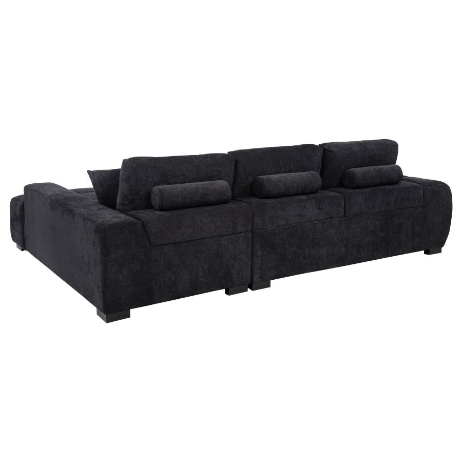Octavia Upholstered Sectional Chaise Sofa Black