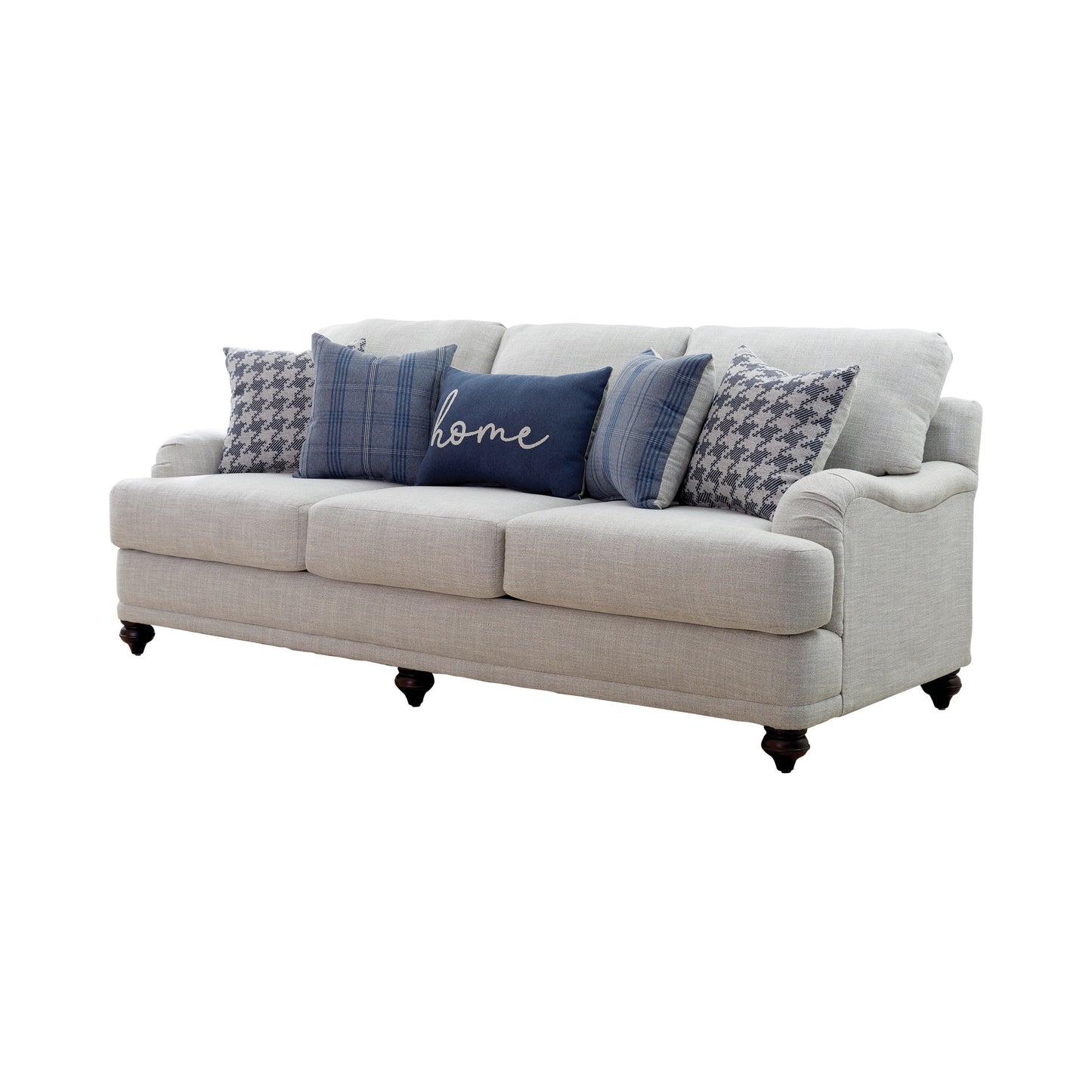 Glenn Upholstered English Arm Sofa Light Grey and Blue