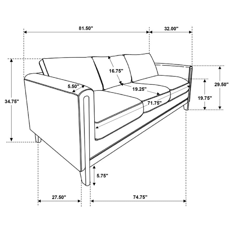 Islington 2-Piece Upholstered Panel Arm Sofa Set Taupe