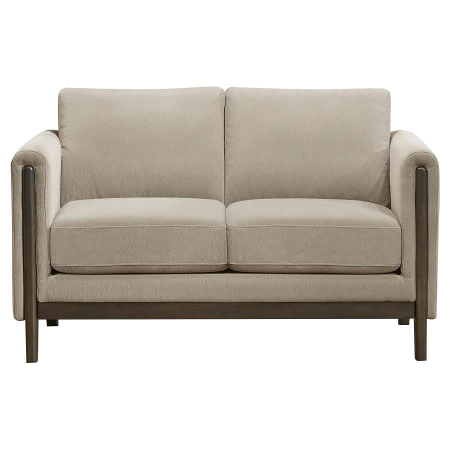 Islington Fabric Upholstered Panel Arm Loveseat Taupe