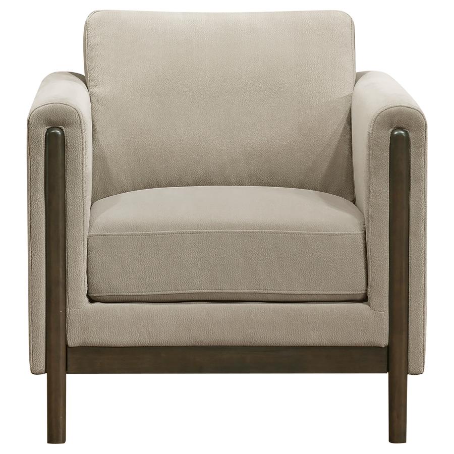 Islington Fabric Upholstered Panel Arm Accent Chair Taupe