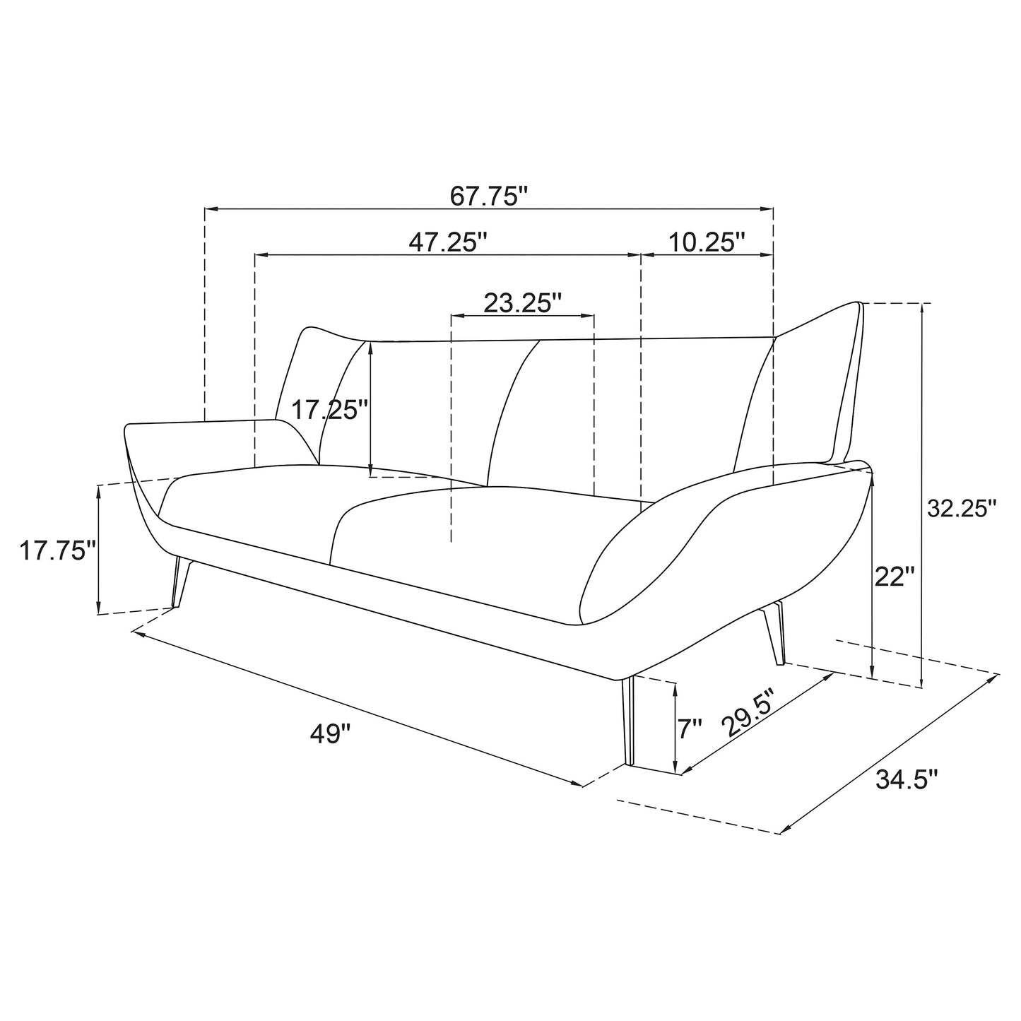 Acton Upholstered Flared Arm Sofa Teal Blue