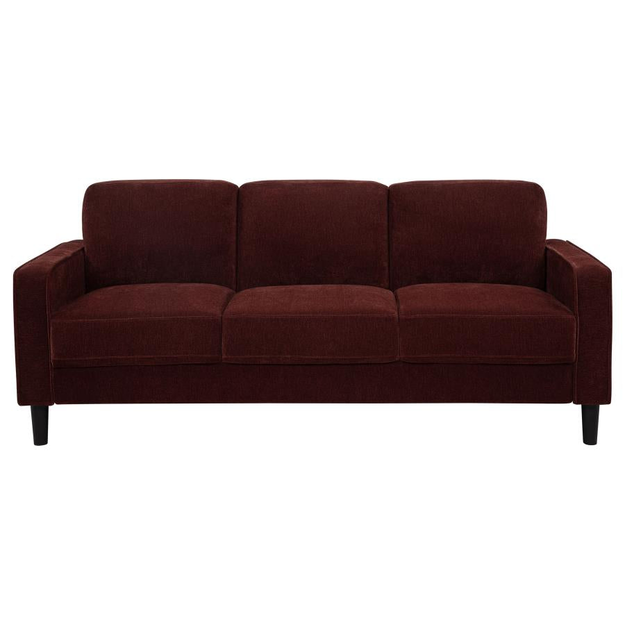 Ruth 2-Piece Fabric Upholstered Track Arm Sofa Rust Red