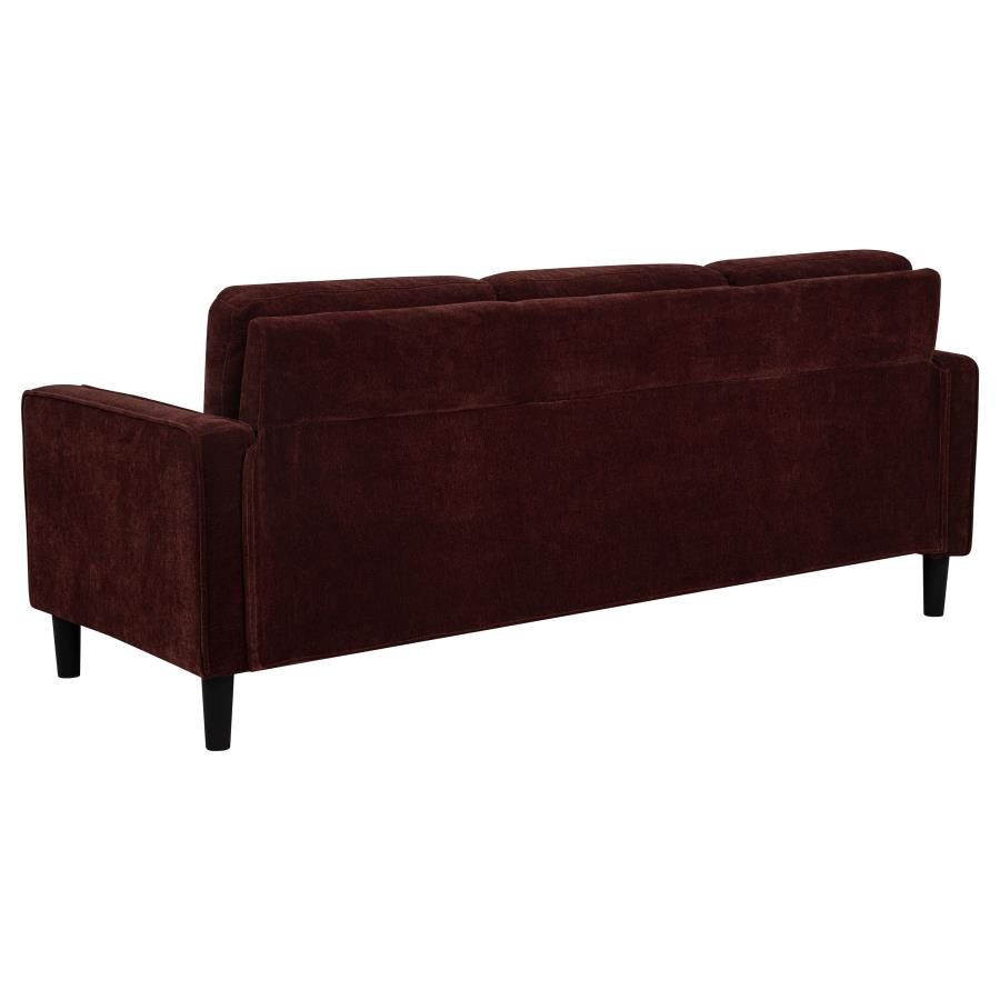 Ruth 2-Piece Fabric Upholstered Track Arm Sofa Rust Red