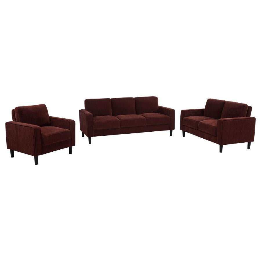 Ruth 3-Piece Fabric Upholstered Track Arm Sofa Rust Red