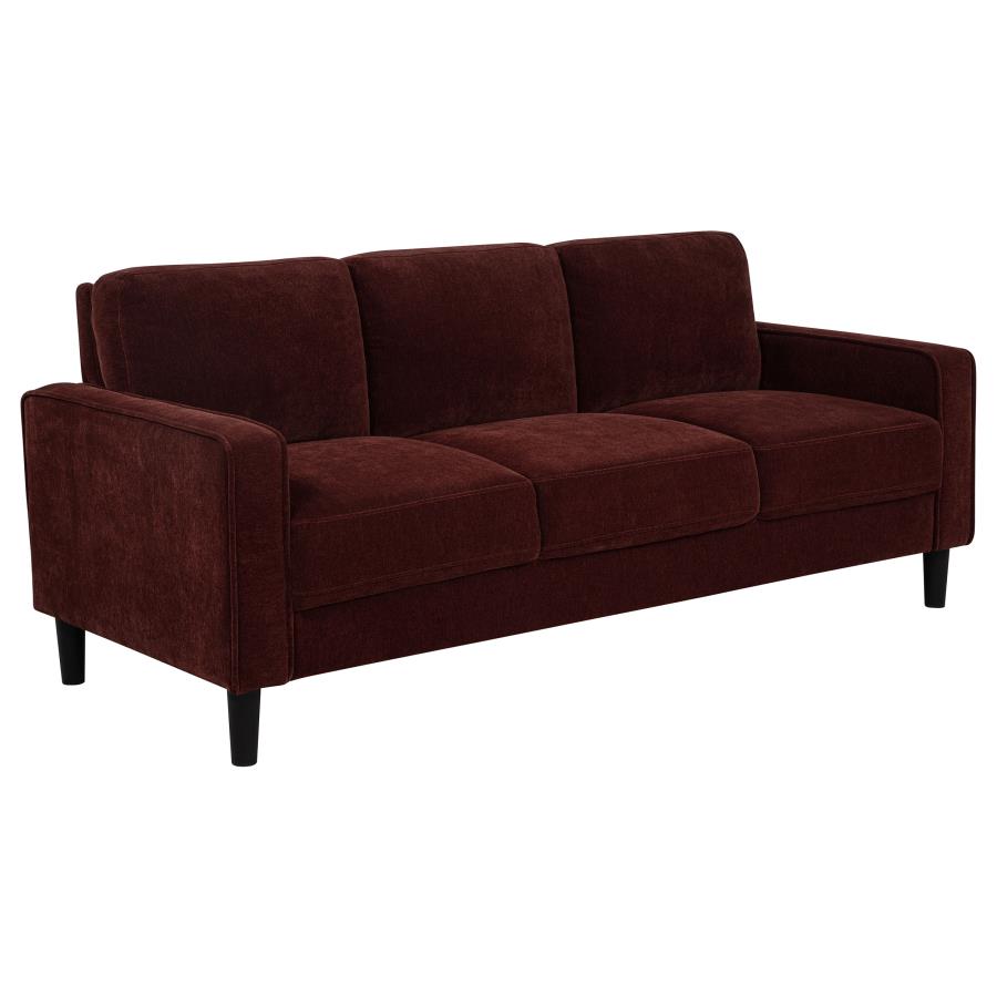 Ruth 3-Piece Fabric Upholstered Track Arm Sofa Rust Red