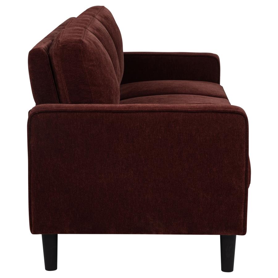 Ruth 3-Piece Fabric Upholstered Track Arm Sofa Rust Red