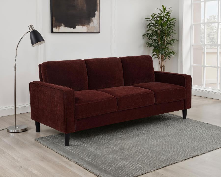 Ruth 77-Inch Fabric Upholstered Track Arm Sofa Rust Red