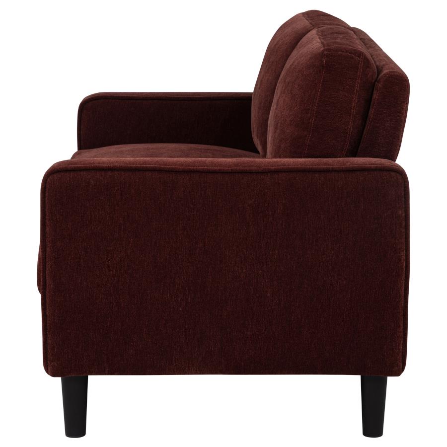 Ruth Fabric Upholstered Track Arm Loveseat Rust Red
