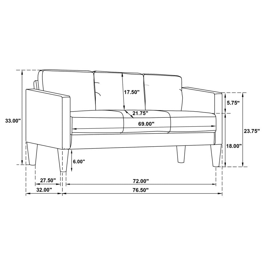 Ruth 77-Inch Fabric Upholstered Track Arm Sofa Matcha Green